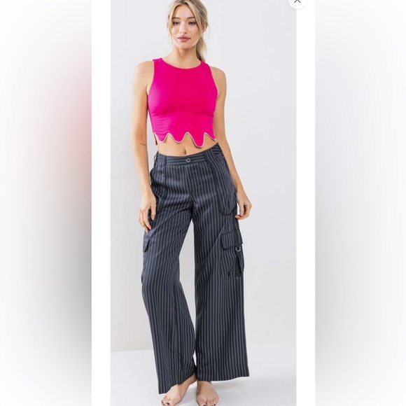 ShopEvelynne Pants - Fabulous Striped Cargo Wide Leg Pants